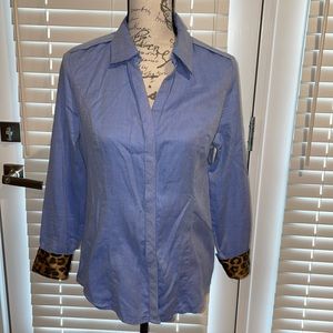 Express The Essential blue and leopard print top